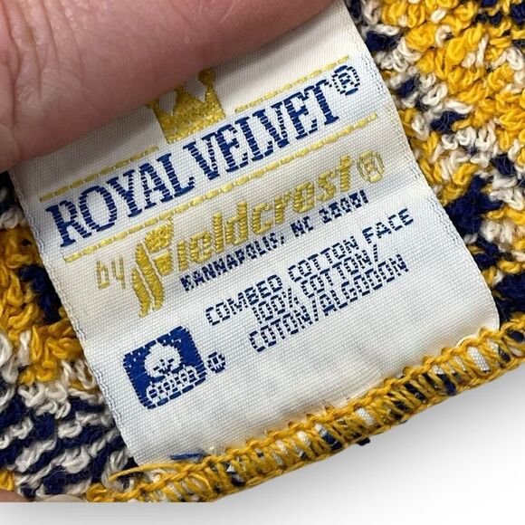 Vintage Fieldcrest Royal Velvet Bath Towel & Washcloth Set Paisley Holiday Gold - Picture 7 of 14